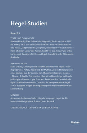 Nicolin / Pöggeler |  Hegel-Studien / Hegel-Studien | Buch |  Sack Fachmedien