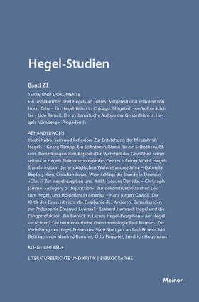 Nicolin / Pöggeler |  Hegel-Studien / Hegel-Studien Band 23 (1988) | Buch |  Sack Fachmedien