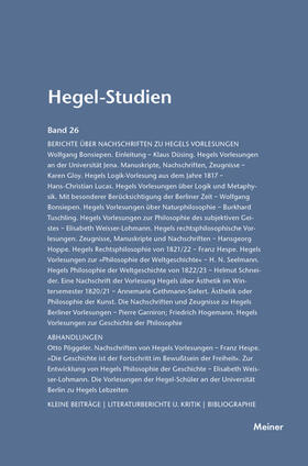 Nicolin / Pöggeler |  Hegel-Studien / Hegel-Studien Band 26 (1991) | Buch |  Sack Fachmedien