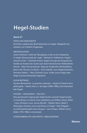 Nicolin / Pöggeler |  Hegel-Studien / Hegel-Studien Band 27 (1992) | Buch |  Sack Fachmedien