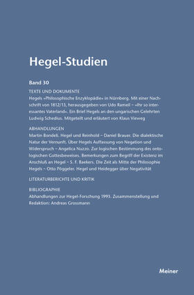 Nicolin / Pöggeler |  Hegel-Studien / Hegel-Studien Band 30 (1995) | Buch |  Sack Fachmedien