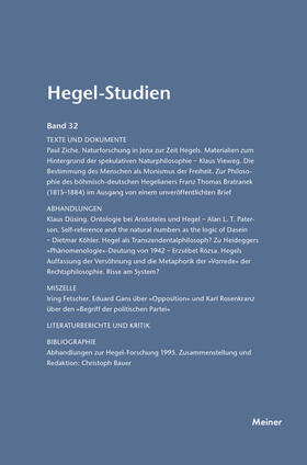 Nicolin / Pöggeler |  Hegel-Studien / Hegel-Studien Band 32 (1997) | Buch |  Sack Fachmedien