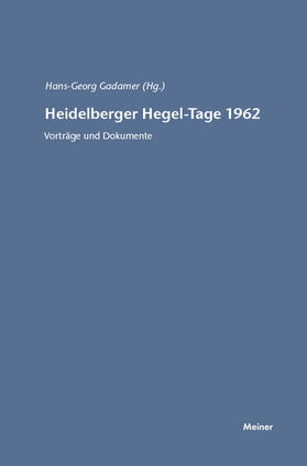 Gadamer |  Heidelberger Hegel-Tage 1962 | Buch |  Sack Fachmedien