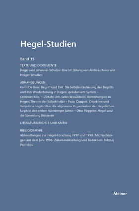 Nicolin / Pöggeler |  Hegel-Studien / Hegel-Studien Band 35 (2000) | Buch |  Sack Fachmedien
