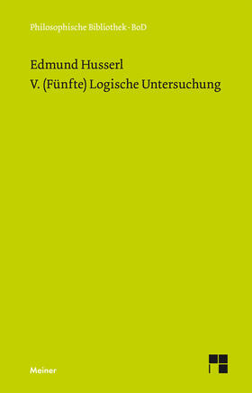 Husserl / Ströker |  V. (Fünfte) Logische Untersuchung | eBook | Sack Fachmedien