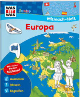 Marti |  WAS IST WAS Junior Mitmach-Heft. Europa. Spiele, Rätsel, Sticker | Buch |  Sack Fachmedien