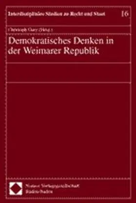  Demokratisches Denken in der Weimarer Republik | Buch |  Sack Fachmedien