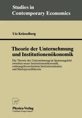 Krüsselberg |  Theorie der Unternehmung und Institutionenökonomik | Buch |  Sack Fachmedien