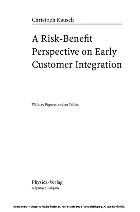 Kausch |  A Risk-Benefit Perspective on Early Customer Integration | eBook | Sack Fachmedien