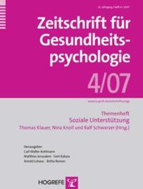 Klauer / Knoll / Schwarzer |  Zeitschrift für Gesundheitspsychologie | Buch |  Sack Fachmedien