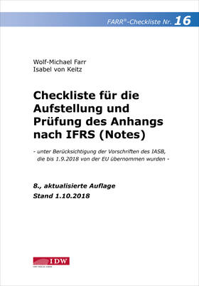 Farr / Keitz |  Farr, Checkliste 16 (Anhang n. IFRS), 8. A. | Buch |  Sack Fachmedien