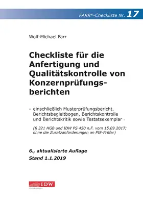 Farr |  Farr, Checkliste 17 (Konzernprüfungsbericht), 6. A. | Buch |  Sack Fachmedien