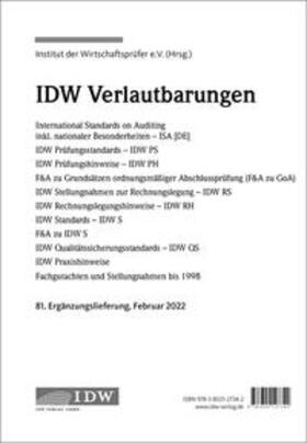 Institut der Wirtschaftsprüfer in Deutschland e.V. | IDW, 81. Erg.-Lief. IDW Verlautbarungen Februar 2022 | Loseblattwerk | sack.de