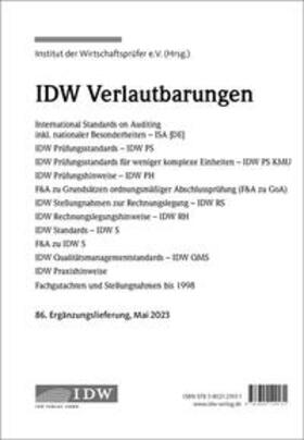 Institut der Wirtschaftsprüfer in Deutschland e.V. |  IDW, 86. Erg.-Lief. IDW Verlautbarungen Mai 2023 | Loseblattwerk |  Sack Fachmedien