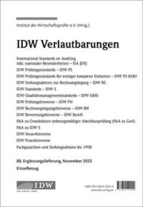 Institut der Wirtschaftsprüfer in Deutschland e.V. |  IDW, 88. Erg.-Lief. IDW Verlautbarungen November 2023 | Loseblattwerk |  Sack Fachmedien