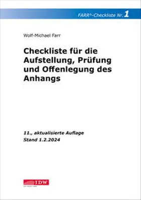 Farr |  FARR Checkliste 1 für die Aufstellung, Prüfung und Offenlegung des Anhangs | Buch |  Sack Fachmedien