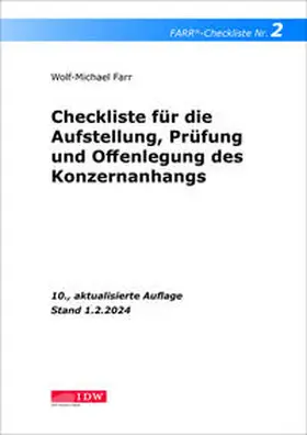 Farr |  FARR Checkliste 2 für die Aufstellung, Prüfung und Offenlegung des Konzernanhangs | Buch |  Sack Fachmedien