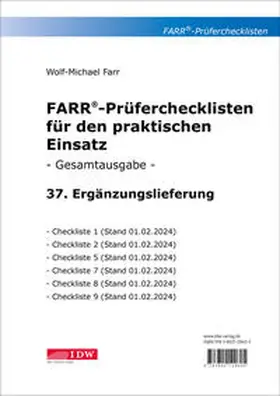 Farr |  Farr, Prüfercheckl. 37. Erg.Lief. z. Grundwerk, inkl. CL 1, 2, 5, 7, 8 und 9 | Loseblattwerk |  Sack Fachmedien