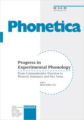 Kohler |  Progress in Experimental Phonology | Buch |  Sack Fachmedien