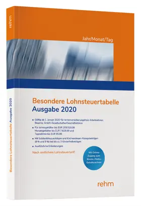  Besondere Lohnsteuertabelle 2020 Jahr/Monat/Tag | Buch |  Sack Fachmedien