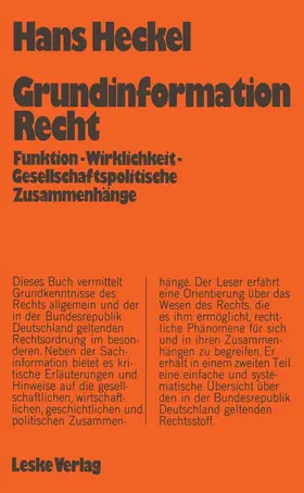 Heckel |  Grundinformation Recht | Buch |  Sack Fachmedien