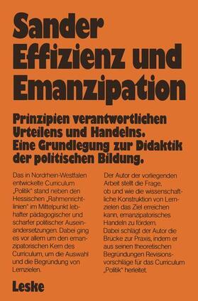 Sander |  Effizienz und Emanzipation | Buch |  Sack Fachmedien