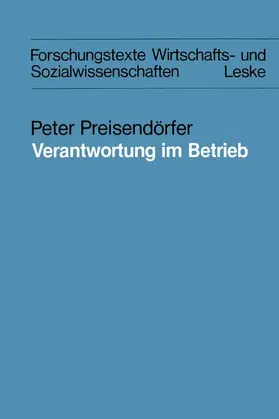 Preisendörfer |  Verantwortung im Betrieb | Buch |  Sack Fachmedien