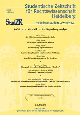  Studentische Zeitschrift für Rechtswissenschaft Heidelberg | Buch |  Sack Fachmedien