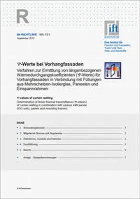 Institut für Fenstertechnik e.V. -ift-, Rosenheim |  ift-Richtlinie WA-13/1, September 2010. Psi-Werte bei Vorhangfassaden. | Buch |  Sack Fachmedien