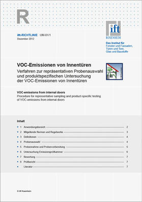 Institut für Fenstertechnik e.V. -ift-, Rosenheim |  ift-Richtlinie UM-01/1, Dezember 2012. VOC-Emissionen von Innentüren. | Buch |  Sack Fachmedien