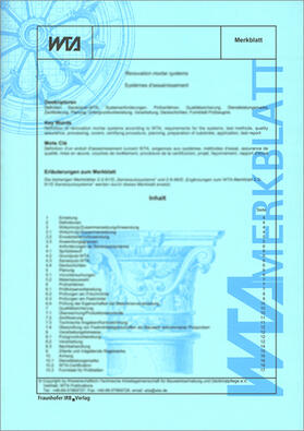 Wissenschaftlich-Technische Arbeitsgemeinschaft für Bauwerkserhaltung und Denkmalpflege e.V. -WTA-, Referat 6 Bauphysik / Bauchemie, München |  Technische Trocknung durchfeuchteter Bauteile. Teil 1: Grundlagen. | Buch |  Sack Fachmedien