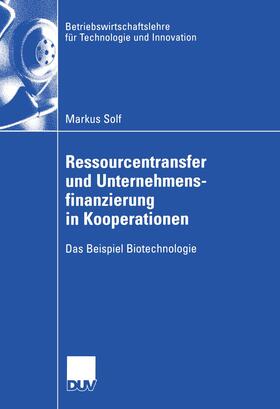 Solf |  Ressourcentransfer und Unternehmensfinanzierung in Kooperationen | Buch |  Sack Fachmedien