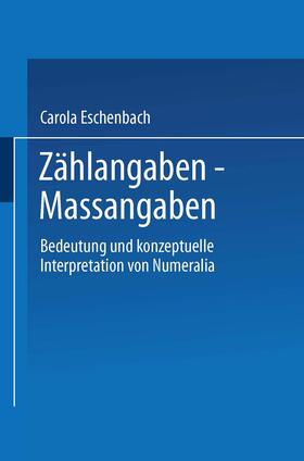 Eschenbach |  Zählangaben ¿ Maßangaben | Buch |  Sack Fachmedien