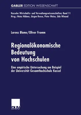 Fromm / Blume |  Regionalökonomische Bedeutung von Hochschulen | Buch |  Sack Fachmedien