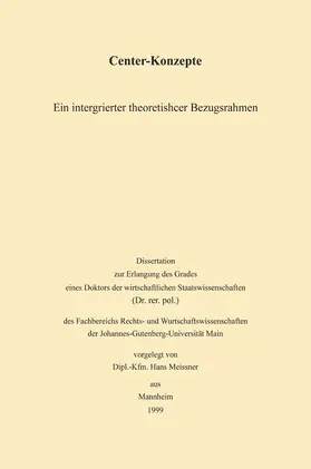 Meissner |  Center-Konzepte | Buch |  Sack Fachmedien