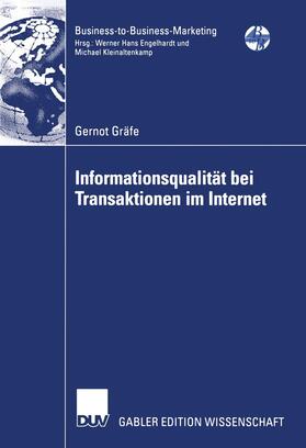 Gräfe |  Informationsqualität bei Transaktionen im Internet | Buch |  Sack Fachmedien