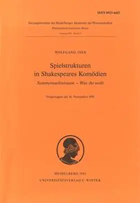 Iser |  Spielstrukturen in Shakespeares Komödien "Sommernachtstraum", "Was ihr wollt" | Buch |  Sack Fachmedien