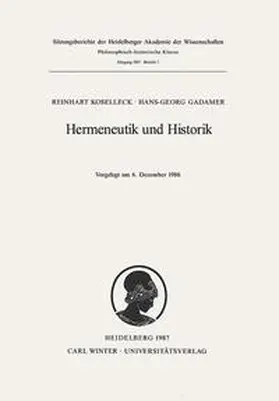 Koselleck / Gadamer |  Hermeneutik und Historik | Buch |  Sack Fachmedien