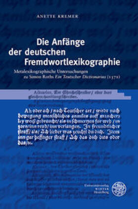 Kremer |  Die Anfänge der deutschen Fremdwortlexikographie | Buch |  Sack Fachmedien