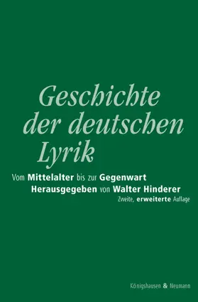 Hinderer |  Geschichte der deutschen Lyrik | Buch |  Sack Fachmedien