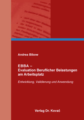 Bibow |  EBBA – Evaluation Beruflicher Belastungen am Arbeitsplatz | Buch |  Sack Fachmedien