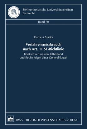 Salm |  Verfahrensmissbrauch nach Art. 11 SE-Richtlinie | eBook | Sack Fachmedien