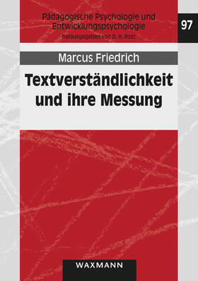 Friedrich |  Textverständlichkeit und ihre Messung | Buch |  Sack Fachmedien