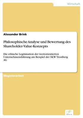 Brink |  Philosophische Analyse und Bewertung des Shareholder-Value-Konzepts | eBook | Sack Fachmedien