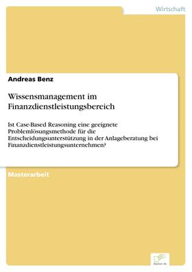 Benz |  Wissensmanagement im Finanzdienstleistungsbereich | eBook | Sack Fachmedien