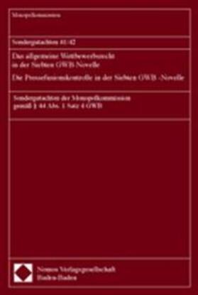 Monopolkommission |  Monopolkommission: Sondergutachten 41/42. Das allgemeine Wet | Buch |  Sack Fachmedien