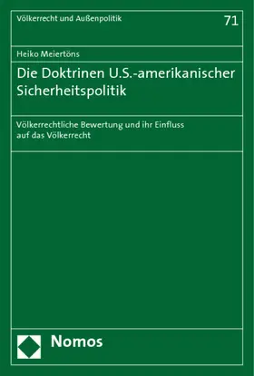 Meiertöns |  Die Doktrinen U.S.-amerikanischer Sicherheitspolitik | Buch |  Sack Fachmedien