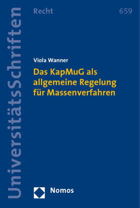 Wanner |  Das KapMuG als allgemeine Regelung für Massenverfahren | Buch |  Sack Fachmedien