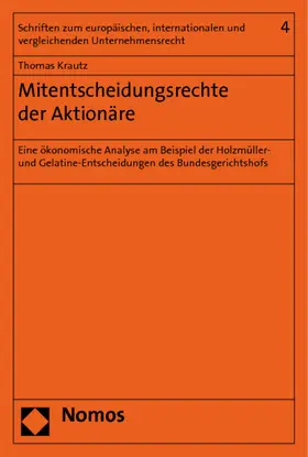 Krautz |  Mitentscheidungsrechte der Aktionäre | Buch |  Sack Fachmedien