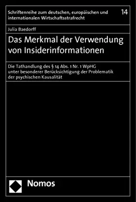 Baedorff |  Das Merkmal der Verwendung von Insiderinformationen | Buch |  Sack Fachmedien